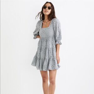 NWT Madewell Eyelet Lizzie Babydoll Dress Blue Horizon Size 0